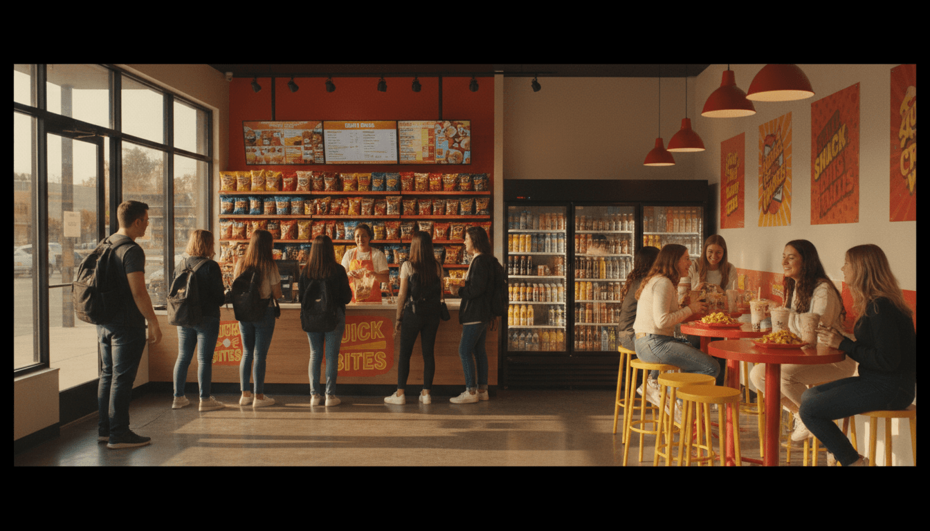 Distributeur automatique dans un coin de cafétéria scolaire