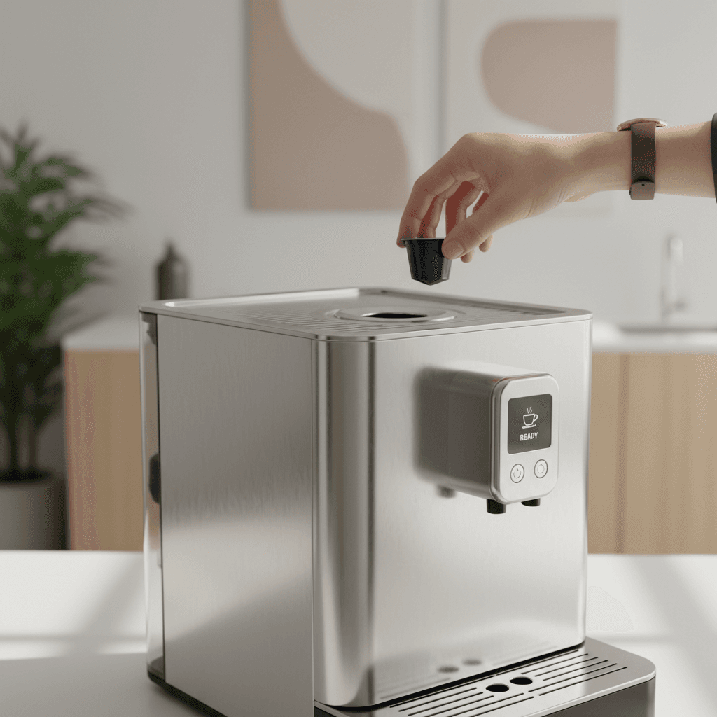 Café fraîchement servi par un distributeur