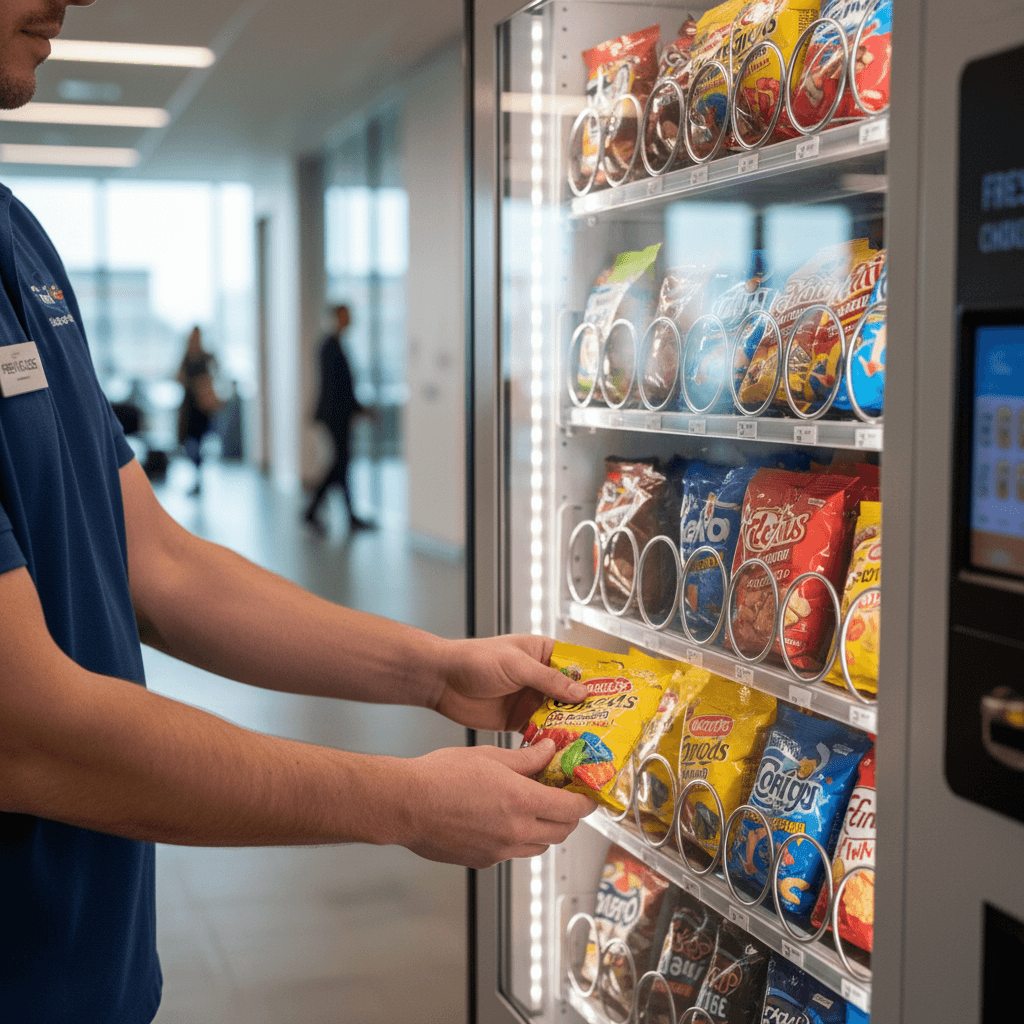 Distributeur de snacks entièrement approvisionné